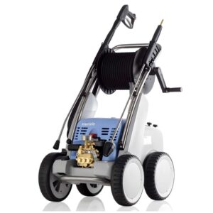 Quadro 1500 TS T DK เครื่องอัดฉีดน้ำแรงดันสูง 140 บาร์ 1,400 รอบ (400V) Total Stop หัวฉีดน้ำวน 4 ล้อ โลม้วนสายอัดฉีด (L)